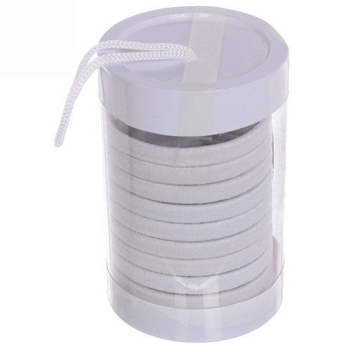 Резинки для волос в тубе 9шт Кокетка - Классика, однотонные, цвет белый, d-5 см_4