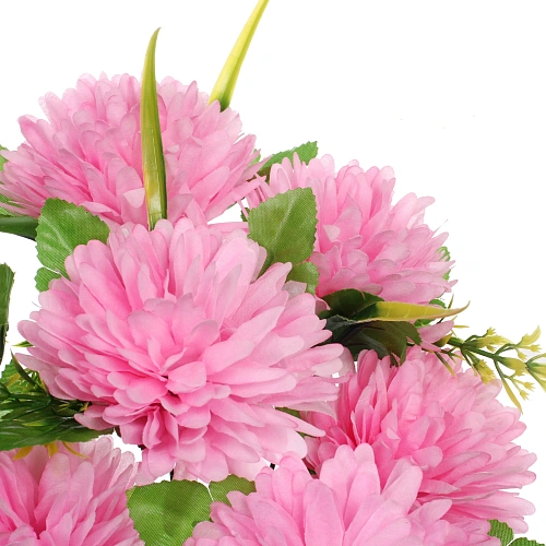 Искусственные цветы Цветочная мелодия Хризантемы 40см 7 цветков розовые_5