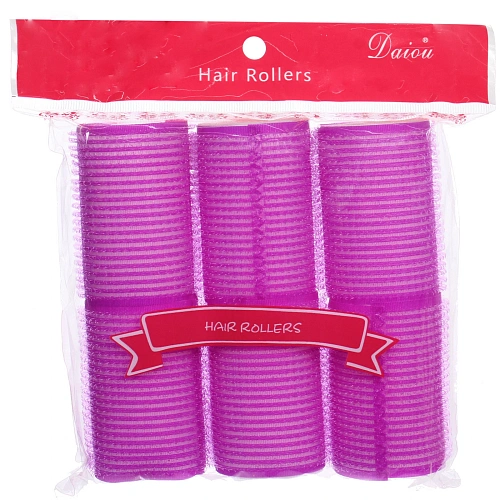 Бигуди-липучки с поролоном для сна мягкие 6шт Безупречные Локоны, цвет фуксия, 64см_4