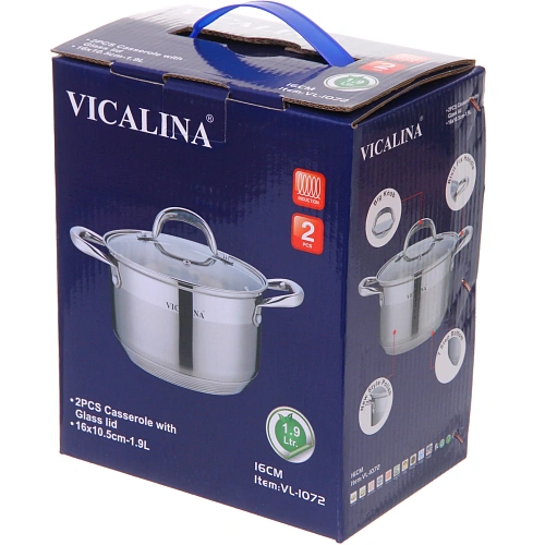 Кастрюля из нержавеющей стали VICALINA 1,9л, индукция, VL-1072_3