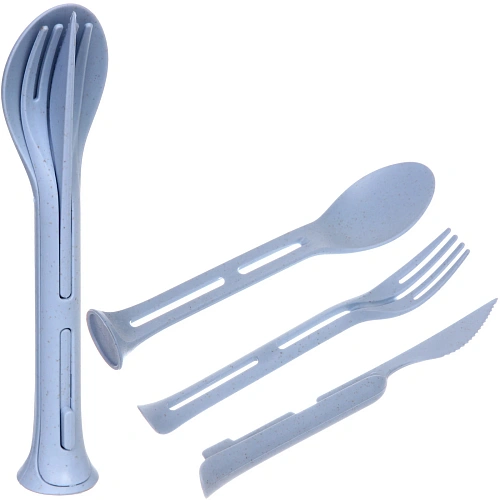 Набор столовых приборов "ЭкоЛайф" 3шт (ложка, вилка, нож) голубой
