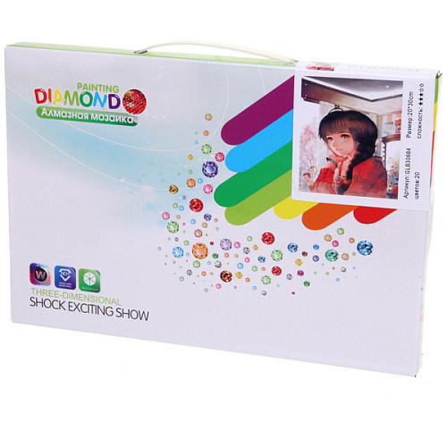 Алмазная мозаика на подрамнике с полным заполнением МИР ЯРКИХ КРАСОК, Хина Аномо, 2030 см_3