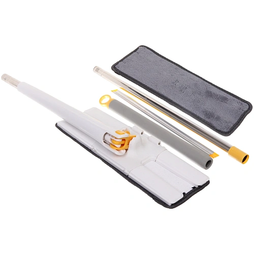 Швабра с отжимом, ручка 125 см Skay цвет белый в комплекте две насадки_10