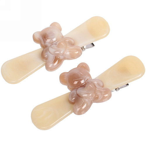 Зажимы для волос 2шт Chocolate, мишка, цвет как на фото, 6,41,6см (блистер и пакет с подвесом)_4