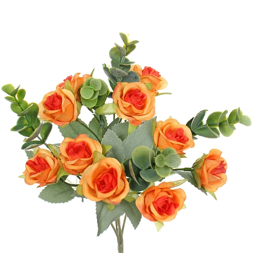 Искусственные цветы Волшебство лета 30см Розочки 10 цветков оранжевые_4