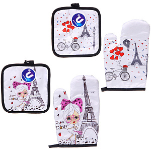 Прихватка в наборе с прихваткой-варежкой "Paris", 25,5*15,5 см и 17*17 см, микс