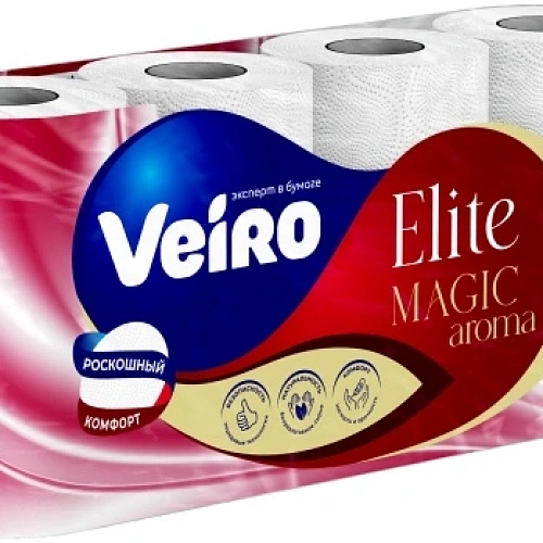 Бумага туалетная VEIRO Elite MAGIC Aroma, 4 слоя,8 рул