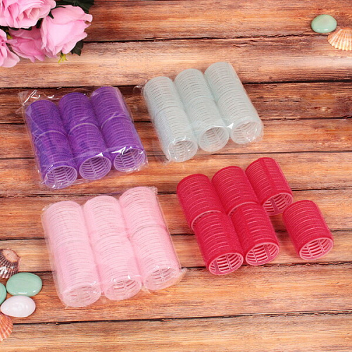 Бигуди липучки, 6шт, однотонные, цвет микс, d-4,5_3