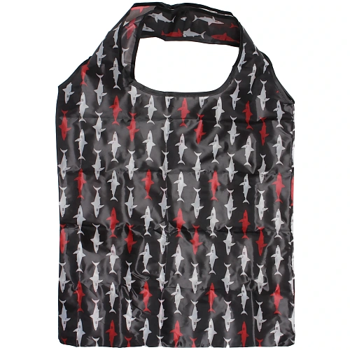 Сумка - шоппер с карабином ИДЕЯДОМА, принт акулы, 6038смнагрузка до 10кг (инд пакет истикер)_3