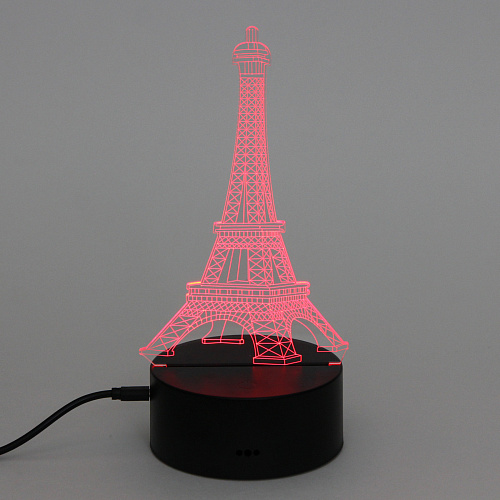 Светильник ночник 3D-Эйфелева башня на пластиковой подставке, с включателем USB_5