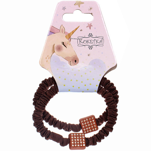 Резинки для волос 2шт КИРА, квадратики, микс 5 цветов, d-5см (подвес Единорог)_6