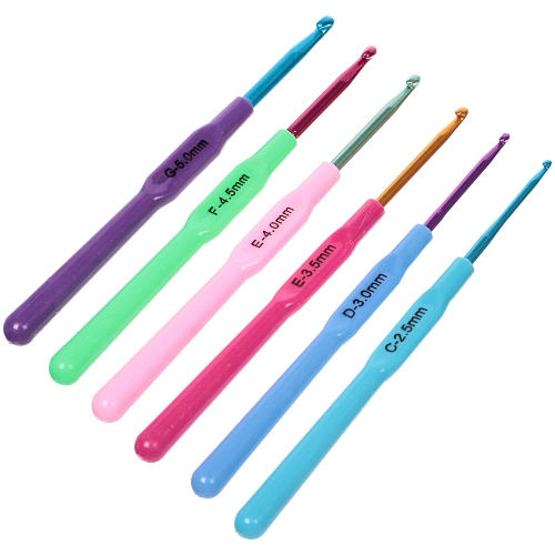 Крючки вязальные металлические в наборе 6шт Favorite Hous, цвет как на фото, от 25мм до 5мм (в пакете)_2