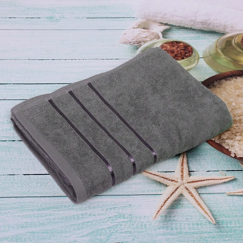 Полотенце махровое 70140см LUNA цвет серый 10330 плотность 360грм2 с петелькой-подвесом_4