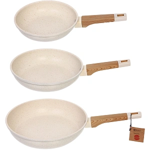 Сковорода "BAROLY" в наборе 3шт (20см, 24см,28см), индукция, бакелитовая ручка