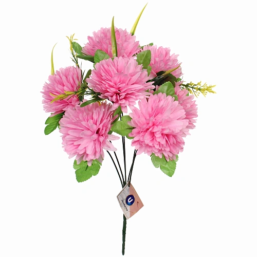 Искусственные цветы Цветочная мелодия Хризантемы 40см 7 цветков розовые_3
