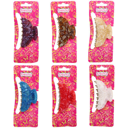 Заколка-краб для волос  ЭЙФОРИЯ, лана, микс 6 цветов, 7см (блистер Кокетка)_13