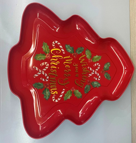 Поднос жестяной "Ёлочка" 25,8*15см Рождество