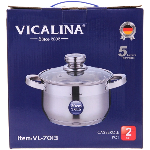 Кастрюля из нержавеющей стали VICALINA 3,6л, индукция, VL-7013_2