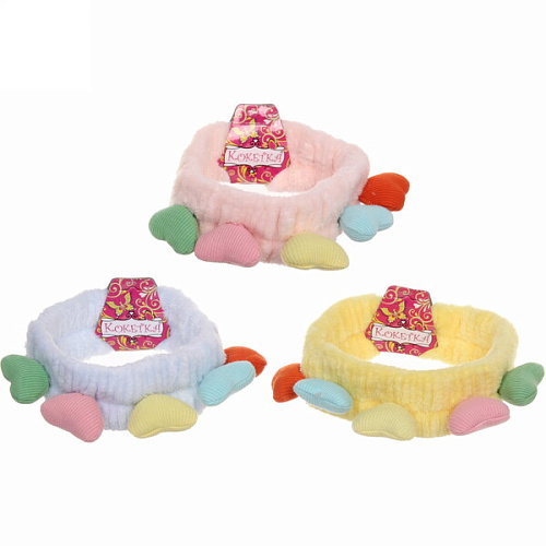 Повязка на голову Кокетка - Сердечки, микс 6 цветов, 206см_10