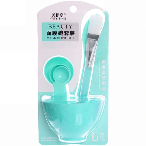 Набор косметический Beauty Bar, кисточка, лопатка, 3 мерных ложки и чаша, микс три цвета, 17,58,5см, _19