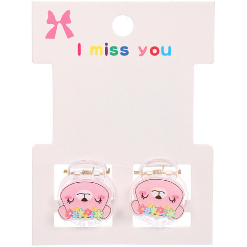 Заколки – крабы детские для волос 2шт на блистере «МАРЦИПАН», Мишка, 1,2см_3