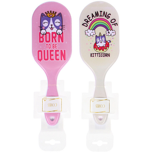 Расческа массажная овальная КОТИКИ, микс 4 дизайна, 237,5см (PVC подвес)_7
