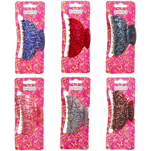 Заколка-краб для волос  ЭЙФОРИЯ, мира, микс 6 цветов, 8см (блистер Кокетка)_13