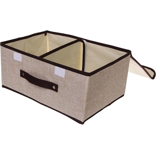 Короб - органайзер складной стеллажный для хранения вещей ДОМания, цвет бежевый, два отделения, 362516см (лейбл)_4