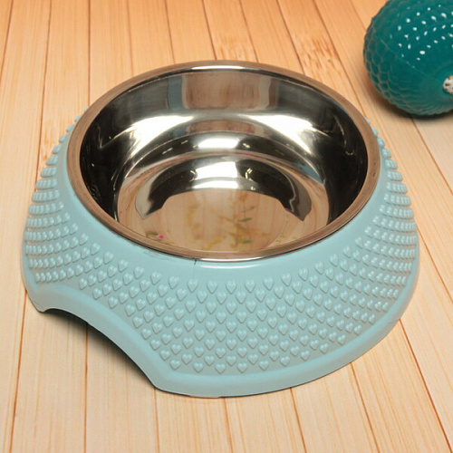 Миска металлическая Колор-Сердце 250мл 18,86см на пластиковой подставке, цвет голубой_6