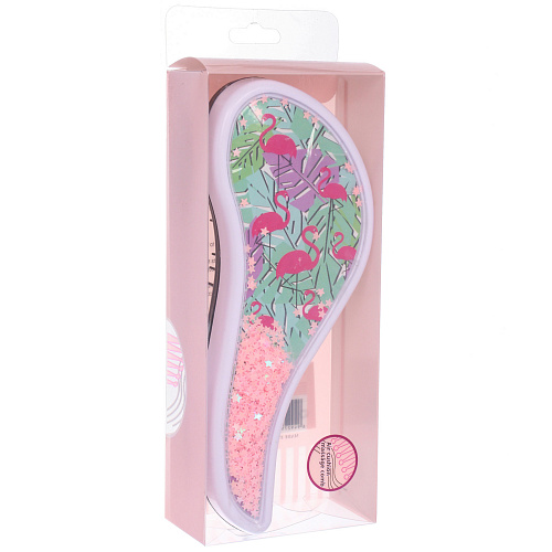 Расческа массажная компактная ТРОПИКИ, блестки, микс 4 дизайна, 187,5см (PVC коробка)_4