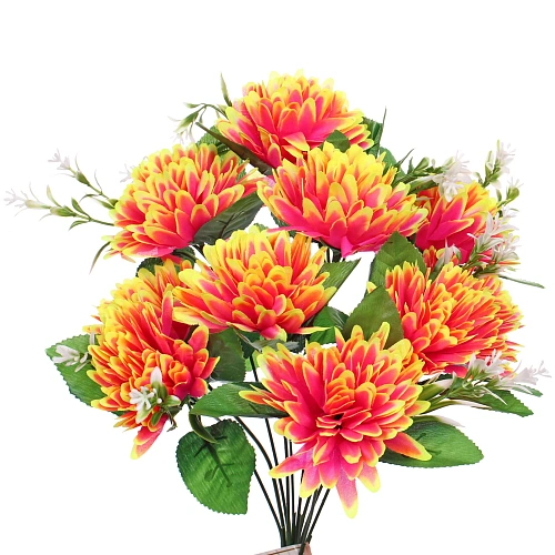 Искусственные цветы Цветочная мелодия Хризантемы 43см 10 цветков сиреневый неон_4