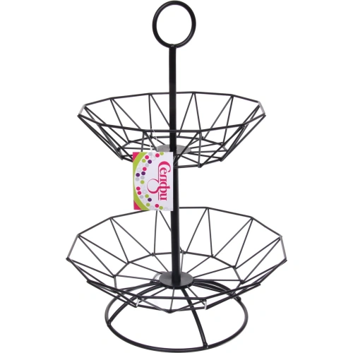 Фруктовница "Brownie" 2 яруса (19*24*36см) лучик черная