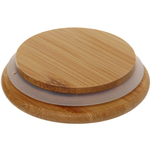 Стакан стеклянный с двойными стенками 350мл Хай-Тек с бамбуковой крышкой_3