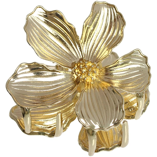 Заколка-краб для волос AKS - DesignPRO, цветок, цвет золото и хром, 4,54,5см_4