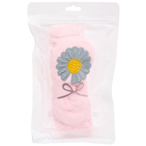 Повязка на голову косметическая ДАЙМОНД РУШ, ромашка, цвет лавандовый, пудровый, небесный и серый, 2055см (ZIP пакет)_5