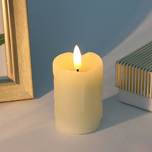 Сувенир с подсветкой "Свеча восковая - Сияние" 5*7,5 см - облита воском (работает от батареек 2 АА)