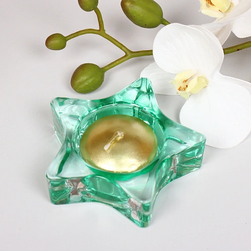 Подсвечник "Tea-звезда" 7,5*2,5см цвет зеленый