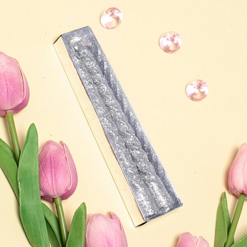 Свечи витые Звездный блеск 2шт 15см цвет серебряный_3