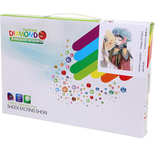 Алмазная мозаика на подрамнике с полным заполнением МИР ЯРКИХ КРАСОК, Акамэ и веер, 2030 см_3