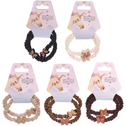 Резинки для волос 2шт "КИРА", бабочки, микс 5 цветов, d-5см (подвес Единорог)