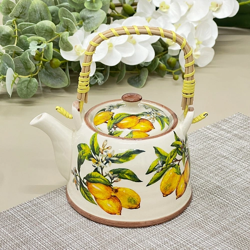 Чайник заварочный керамический 700мл с ситом Лимоны_7