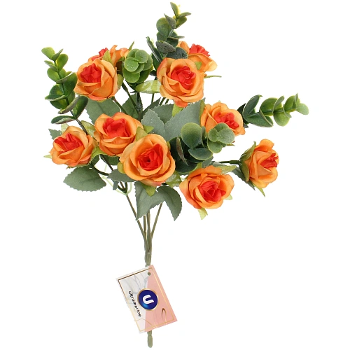 Искусственные цветы Волшебство лета 30см Розочки 10 цветков оранжевые_3