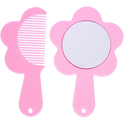 Расческа с зеркалом в наборе детские МИМИШКИ, мишка, цвет розово-фиолетовый, 11см _4