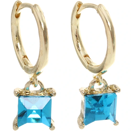 Серьги из гиппоалергенного сплава ЛАТТИ, аквамарин, цвет серебро и золото, 2,5см_6