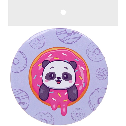 Зеркало косметическое круглое КОЛЛЕКЦИЯ МАРЦИПАН, мишка панда, d-7,5см (пакет с подвесом)_5