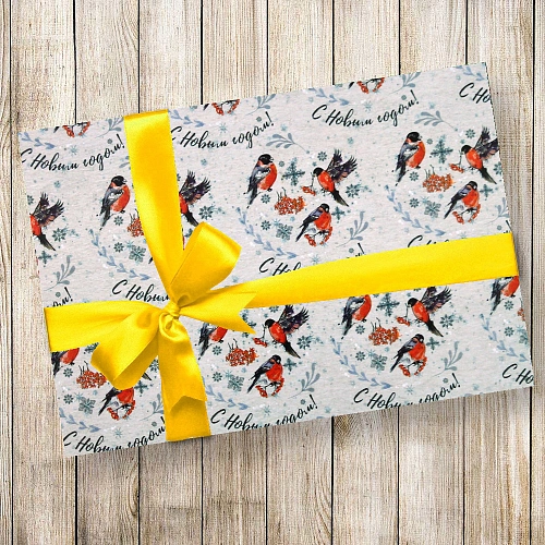 Бумага упаковочная 50х70 см Снегири_5