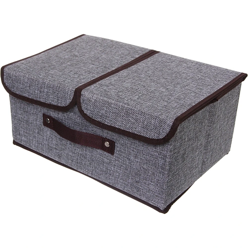 Короб - органайзер складной стеллажный для хранения вещей "ДОМания", цвет серый, два отделения, 36*25*16см (лейбл)