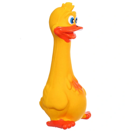 Игрушка резиновая для собак с пищалкой МОЙ БРО, глазастая утка, цвет желтый, 176,5см (лейбл)_3