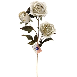 Искусственные цветы "FLOWERS GLAMOUR" 65см Розы 3 цветка белые