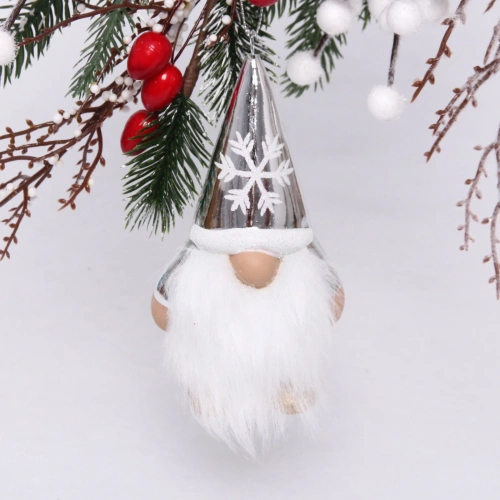 Ёлочная игрушка "Весёлый лесовичок" 6,5*5,5*13 см, серебро